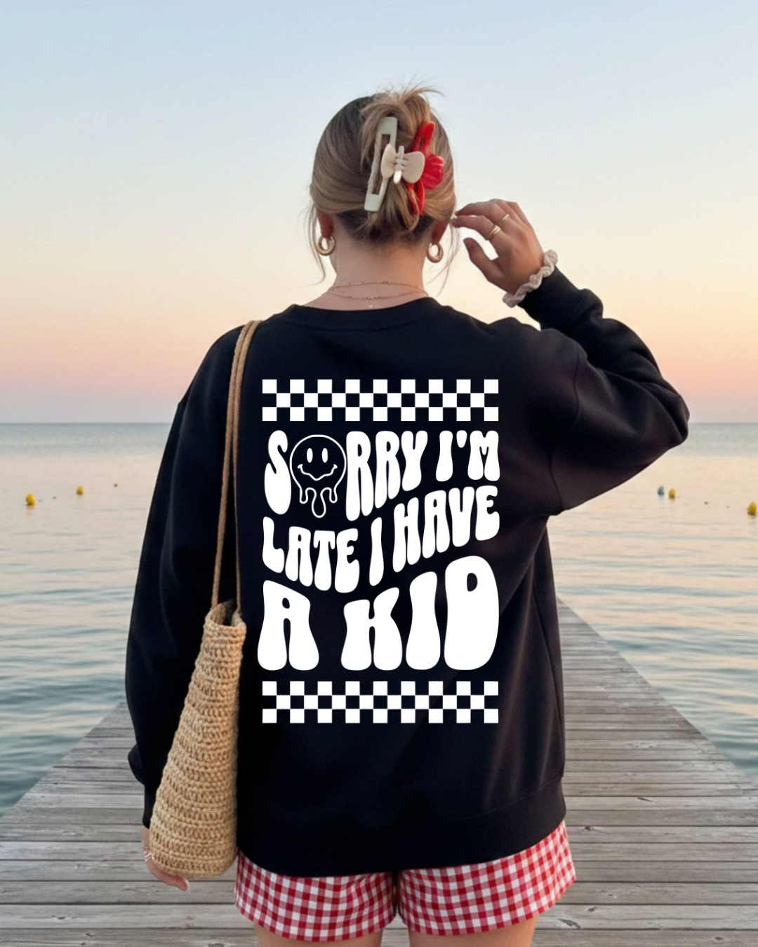 Sorry I’m Late, I Have A Kid Women’s Crewneck Sweatshirt