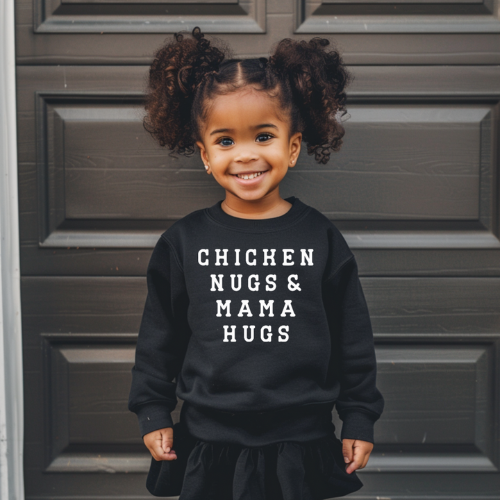 Chicken Nugs &amp; Mama Hugs Kids Crewneck Sweatshirt