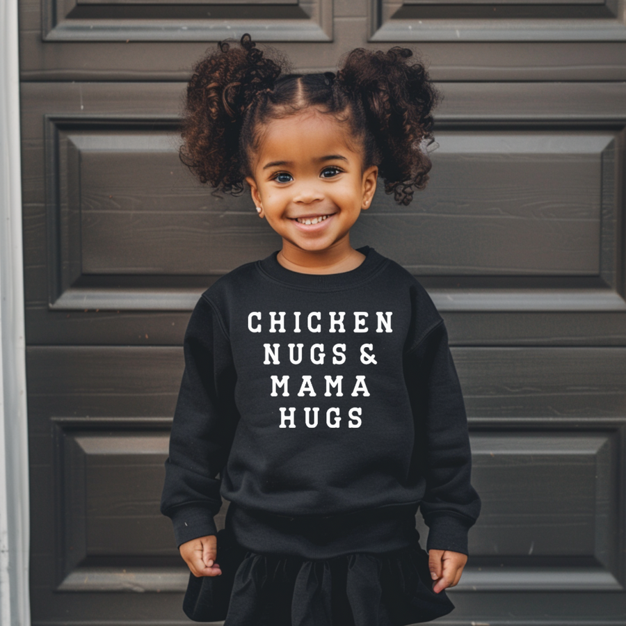 Chicken Nugs & Mama Hugs Kids Crewneck Sweatshirt