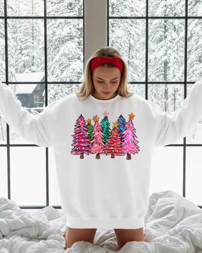 Pink-Mas Tree Crewneck Sweatshirt