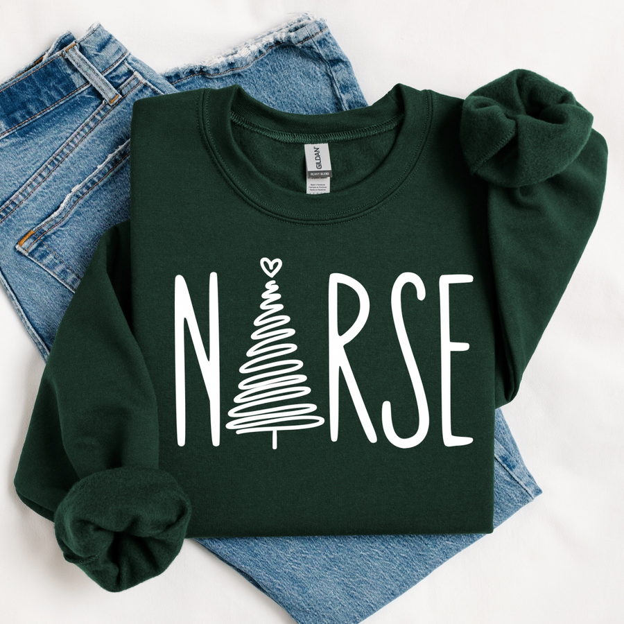 Christmas Tree Nurse Women’s Crewneck Sweatshirt
