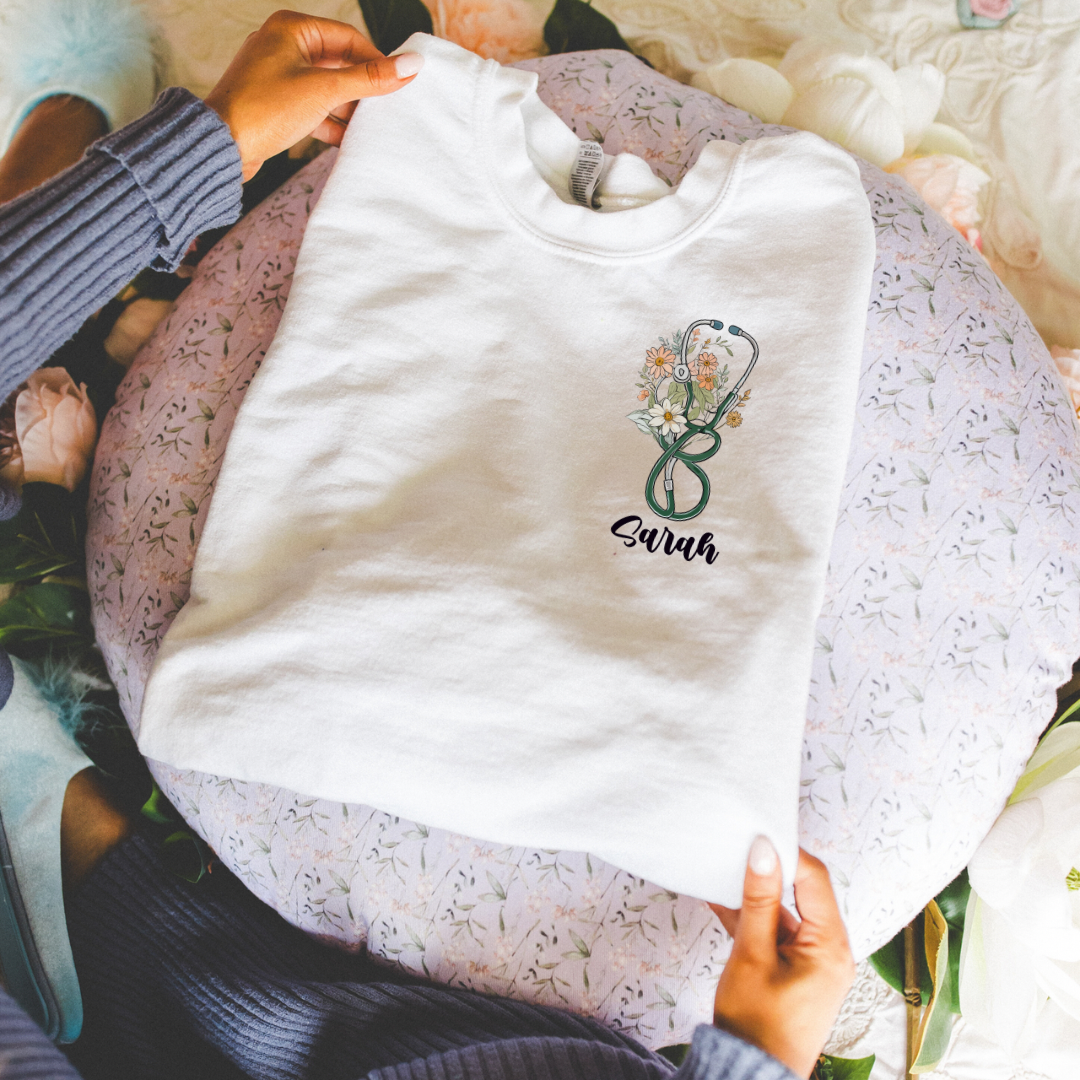 Personalized Nurse Wildflower Women’s Crewneck Sweatshirt