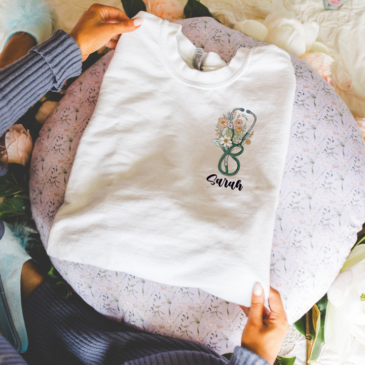 Personalized Nurse Wildflower Women’s Crewneck Sweatshirt