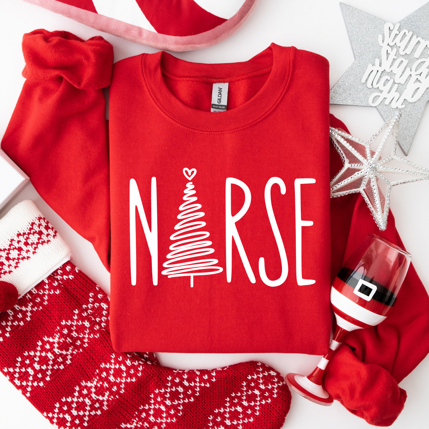 Christmas Tree Nurse Women’s Crewneck Sweatshirt
