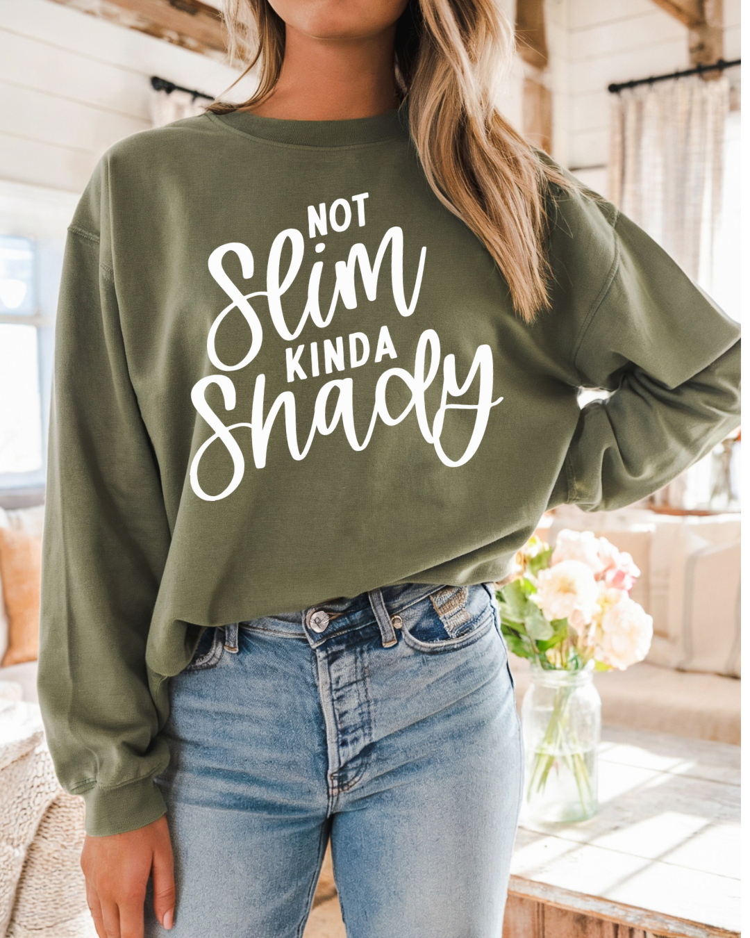 Not Slim, Kinda Shady Women’s Crewneck Sweatshirt
