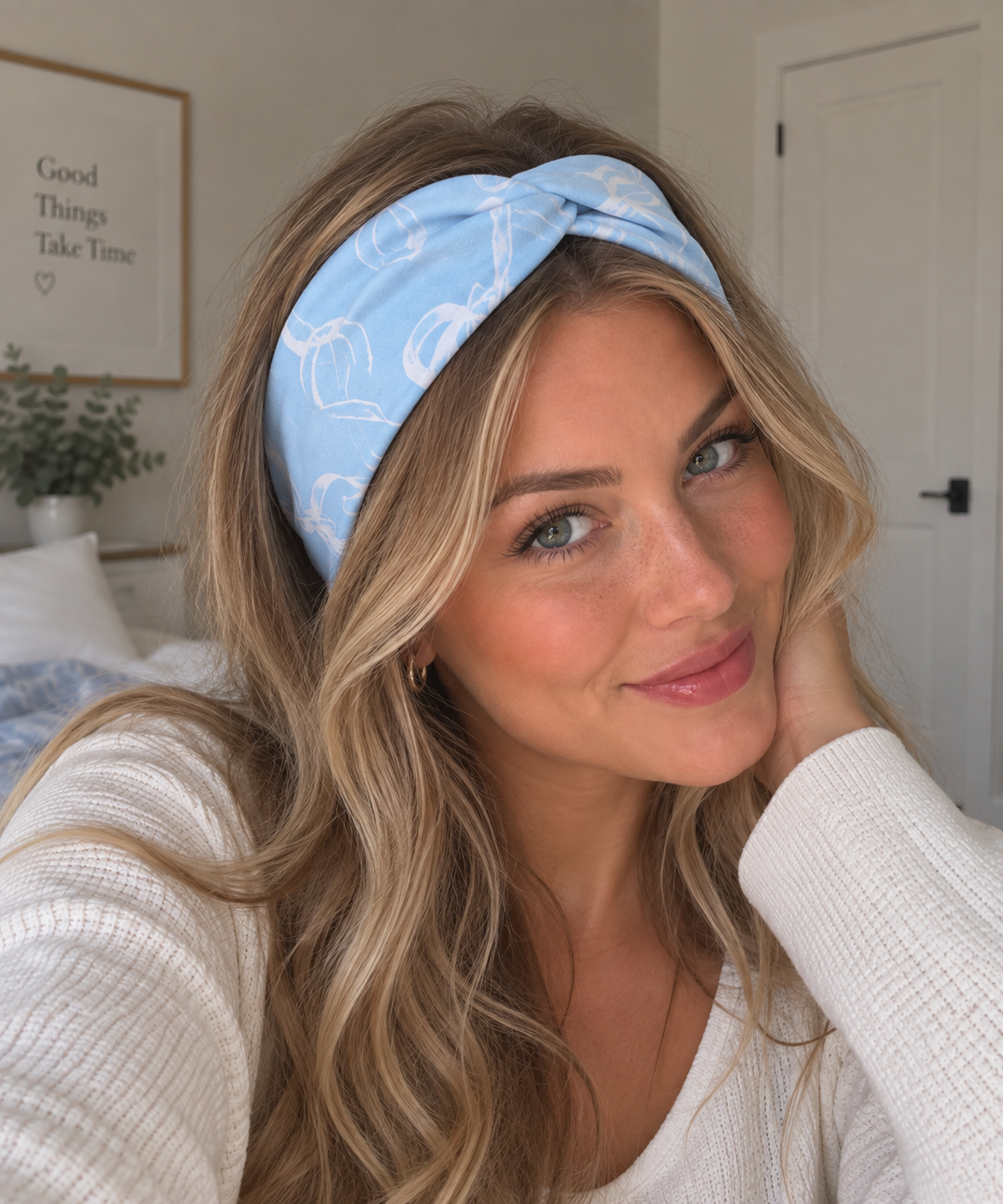 Blue Bow Babe Headband