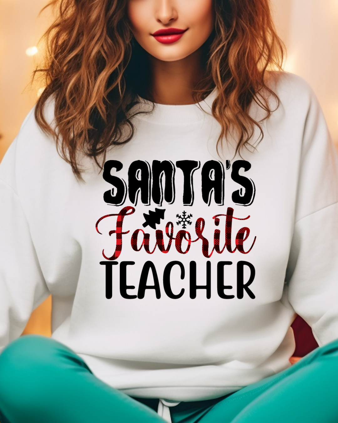 Santa’s Favorite Teacher Women’s Crewneck