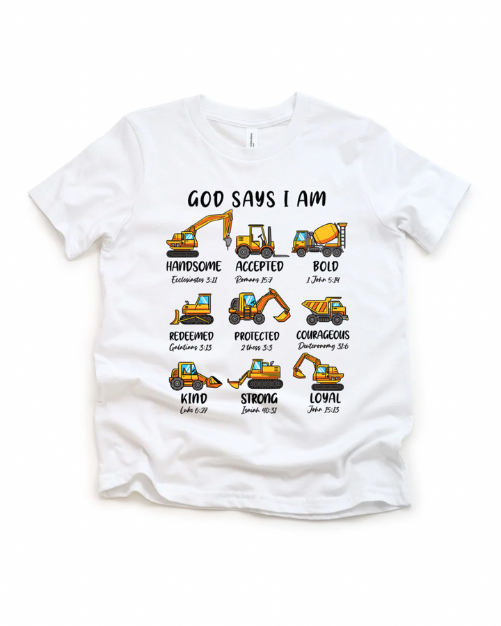 God Says I Am (Construction) Toddler &amp; Kids Tee-Shirt
