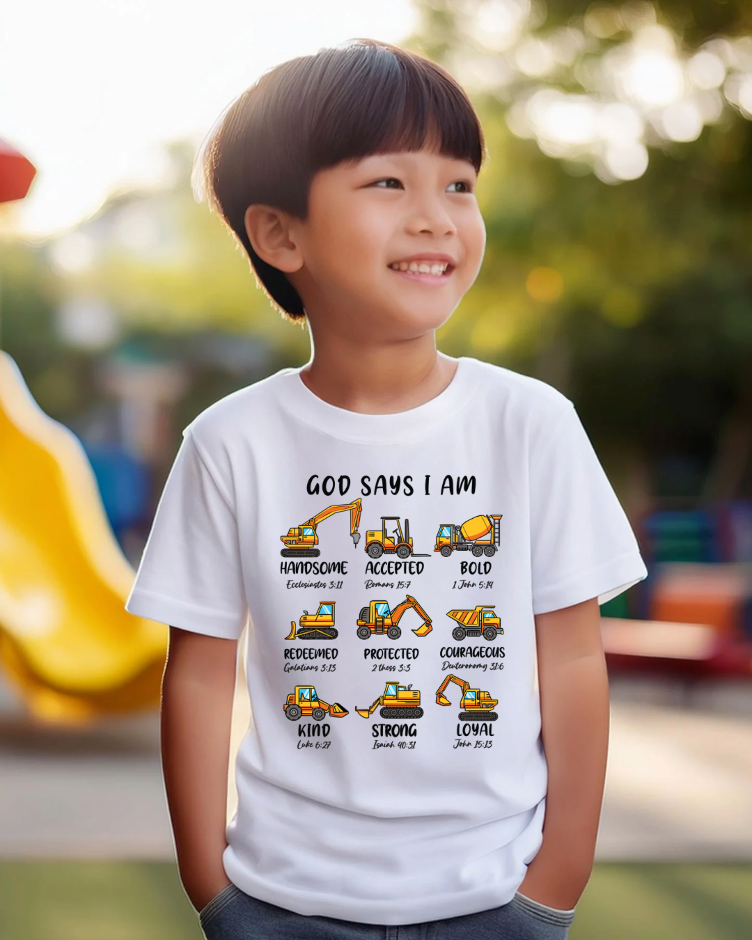 God Says I Am (Construction) Toddler & Kids Tee-Shirt