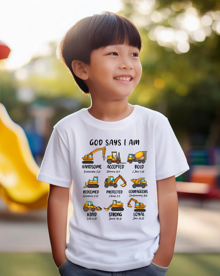 God Says I Am (Construction) Toddler &amp; Kids Tee-Shirt