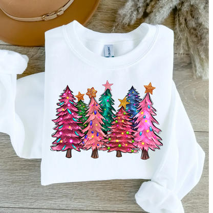 Pink-Mas Tree Crewneck Sweatshirt
