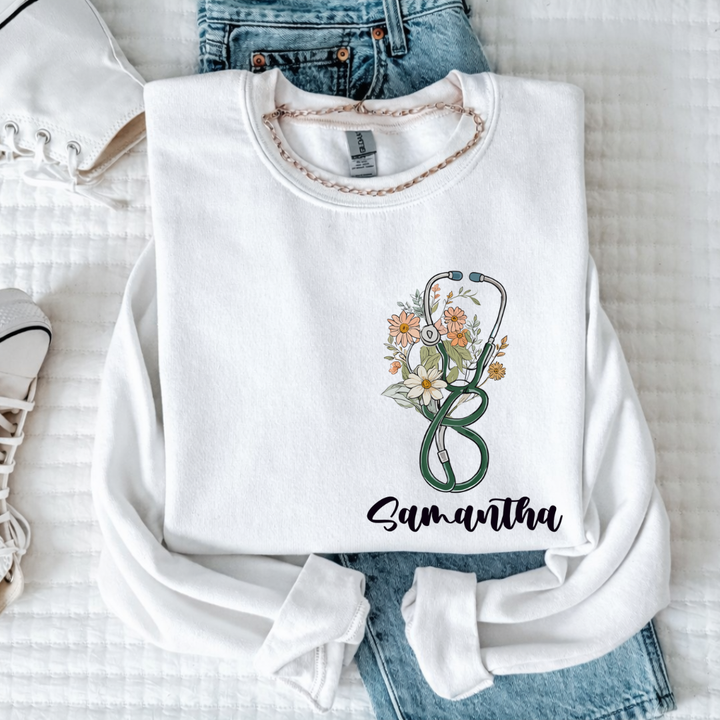Personalized Nurse Wildflower Women’s Crewneck Sweatshirt