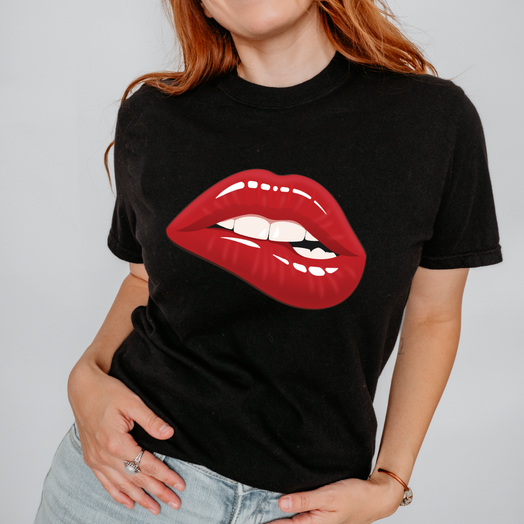 Red Lip Bite Tee-Shirt