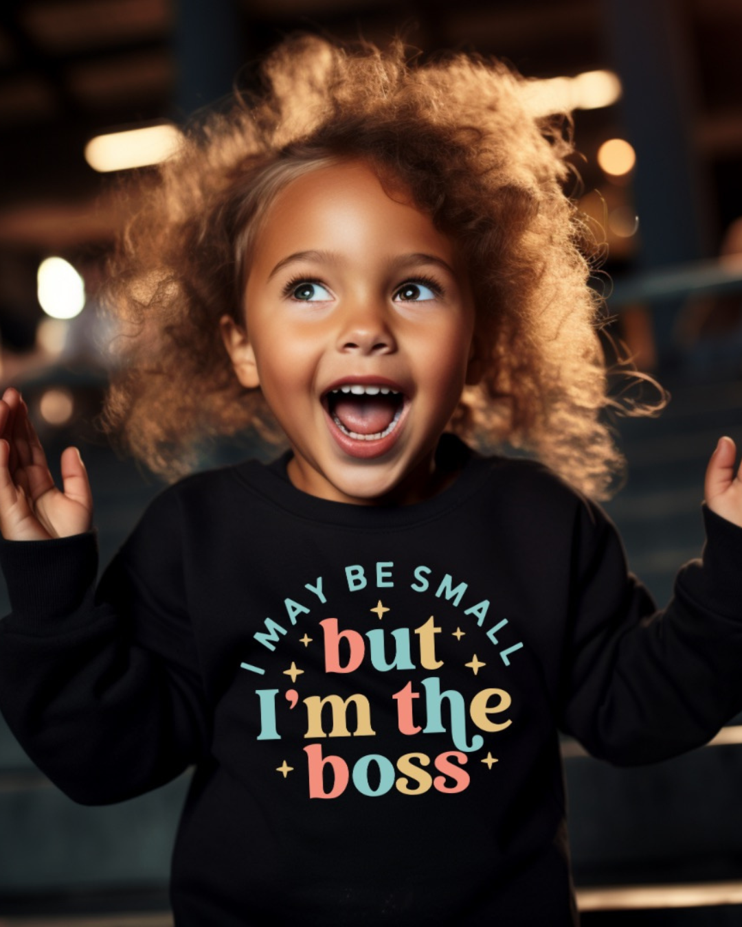 I May Be Small But I’m The Boss Kids Crewneck