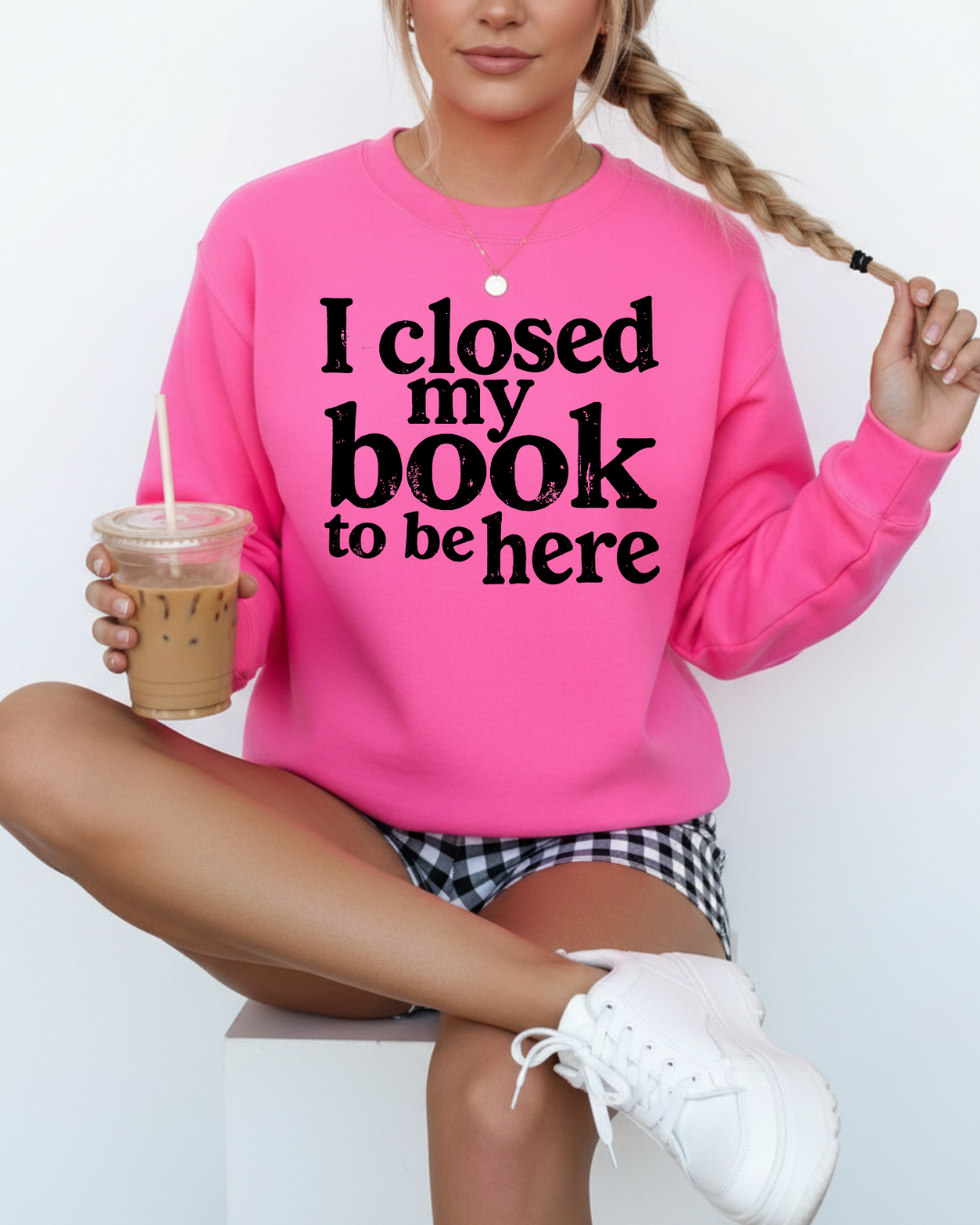 I Closed My Book To Be Here Women’s Crewneck