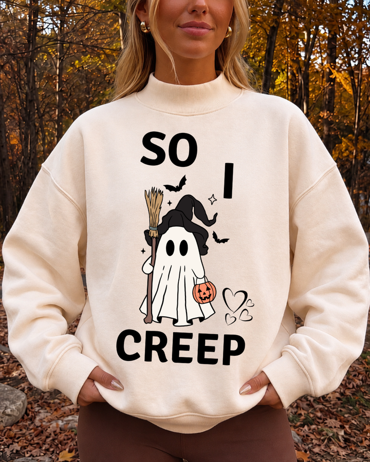 So I Creep Women’s Graphic Mockneck Sweatshirt
