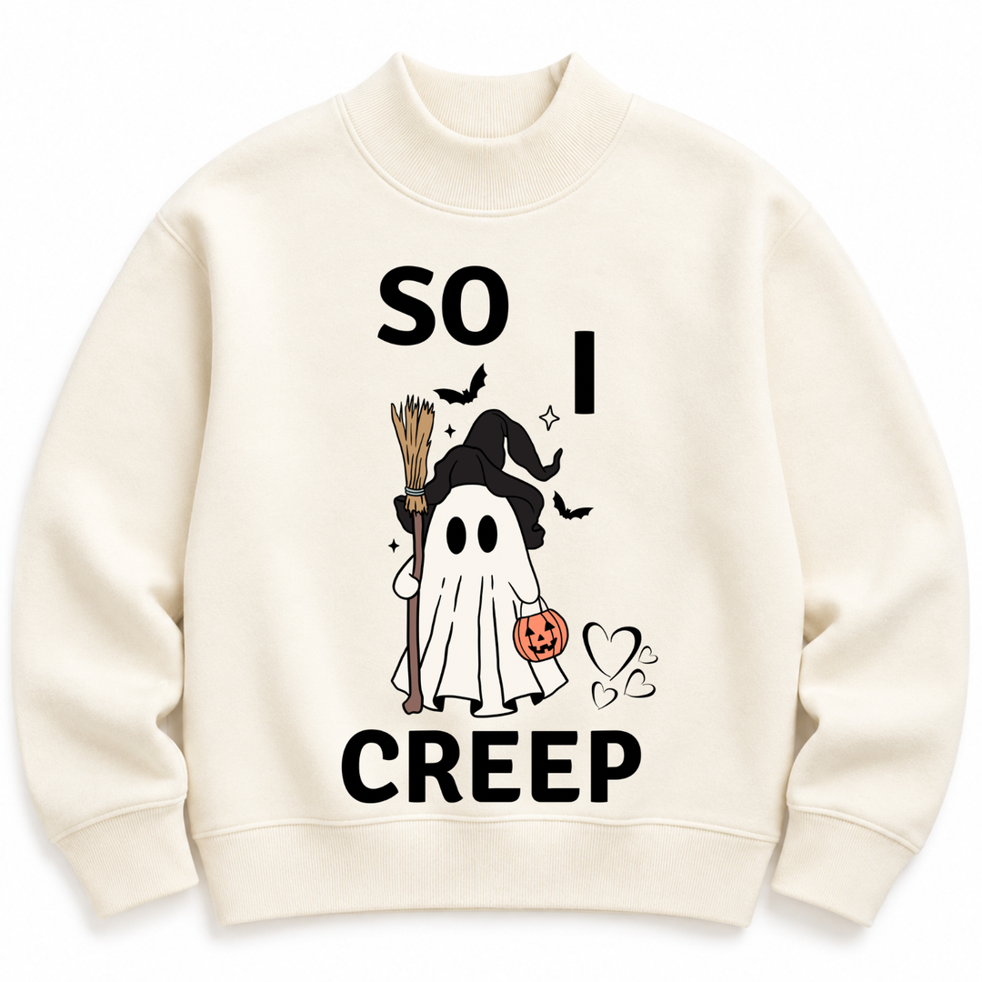 So I Creep Women’s Graphic Mockneck Sweatshirt