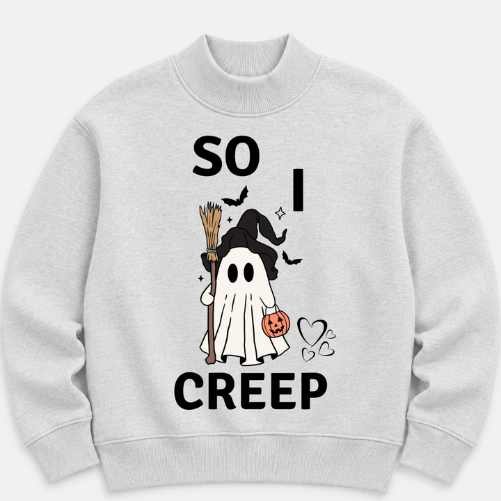 So I Creep Women’s Graphic Mockneck Sweatshirt