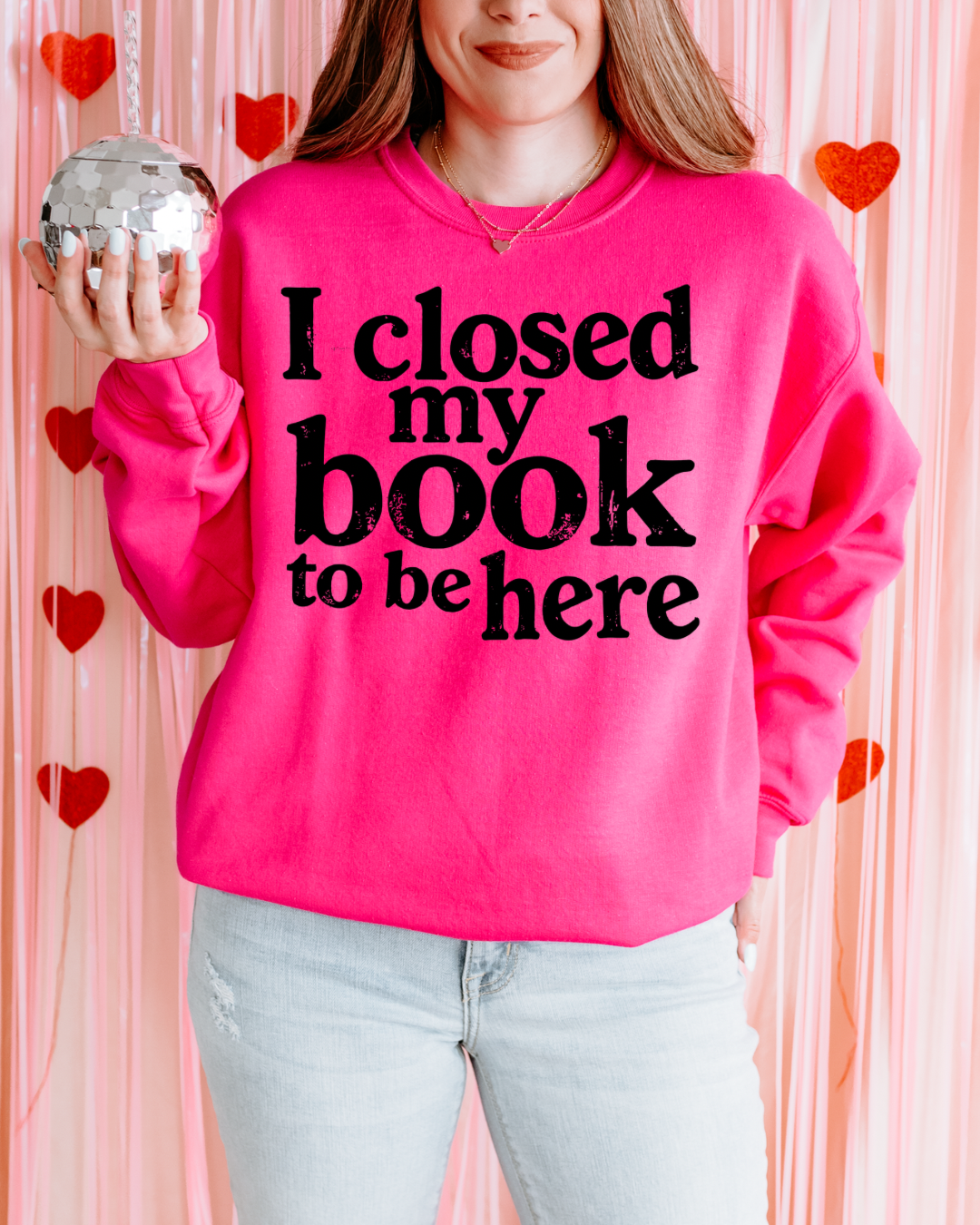 I Closed My Book To Be Here Women’s Crewneck