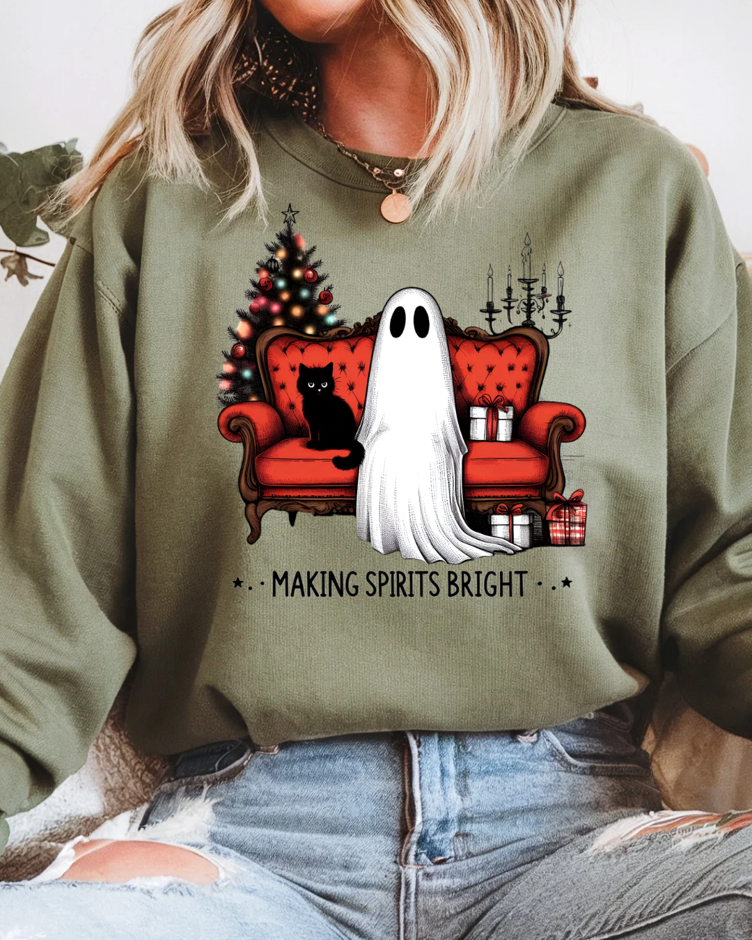 Making Spirits Bright Women’s Crewneck Sweatshirt