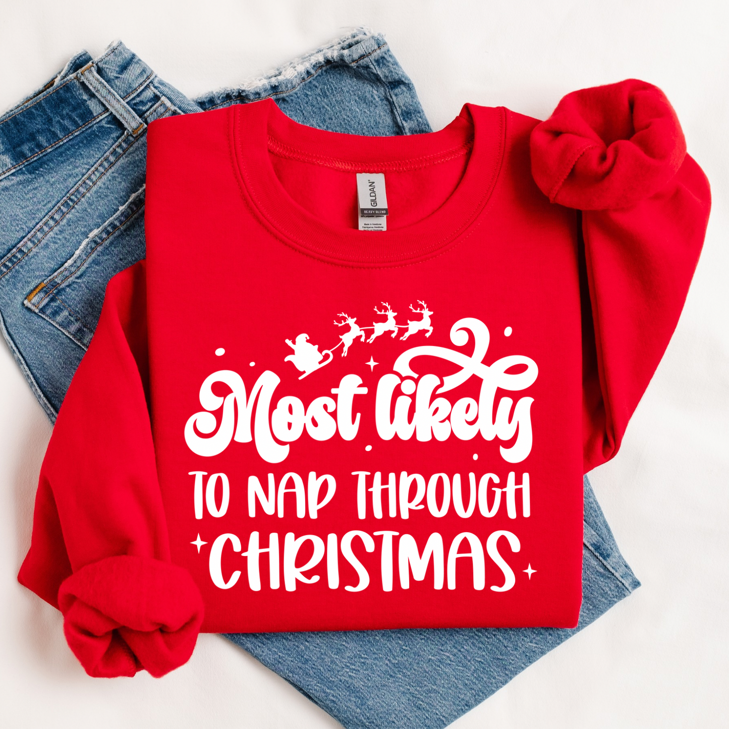 Most Likely To Nap During Christmas Women’s Crewneck Sweatshirt