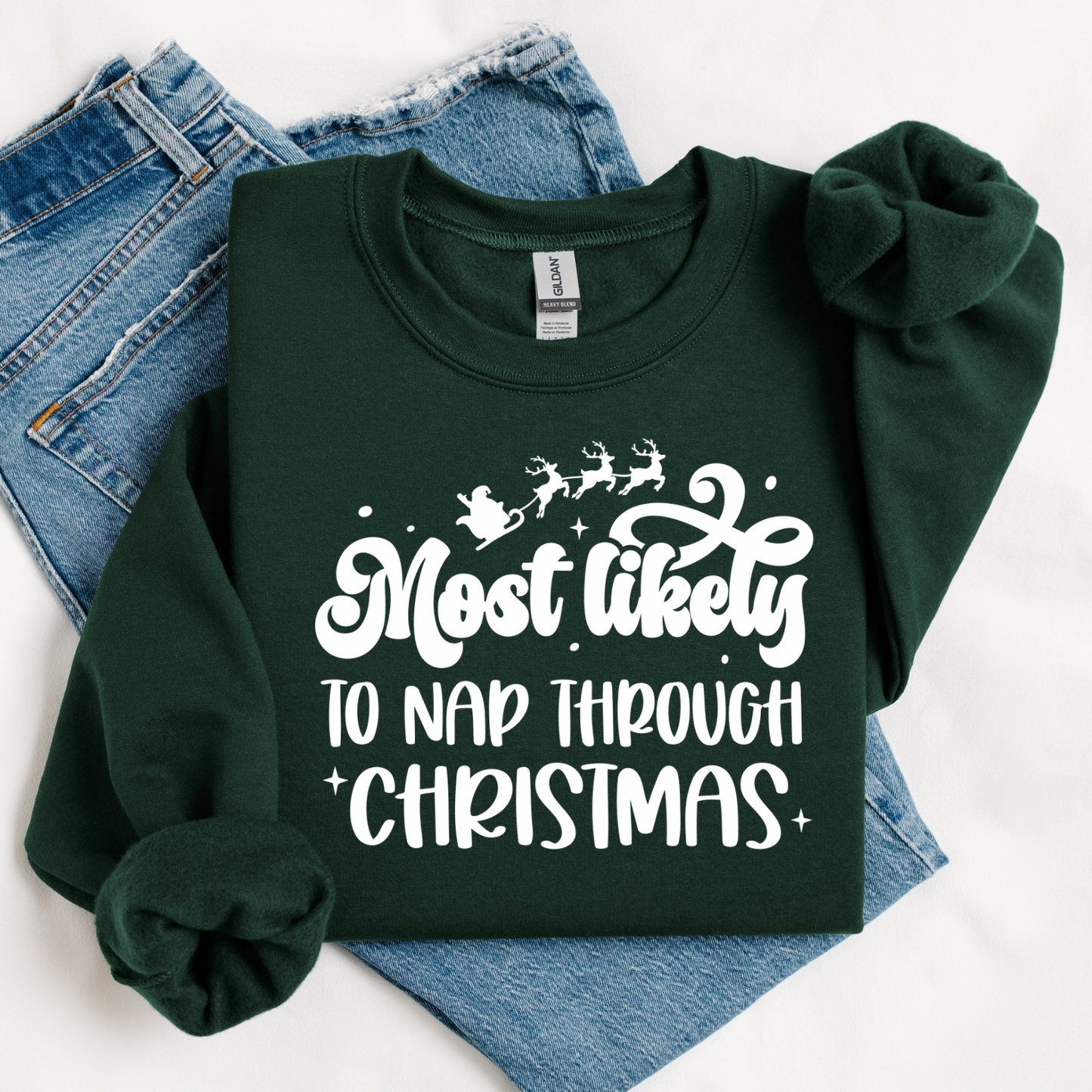 Most Likely To Nap During Christmas Women’s Crewneck Sweatshirt