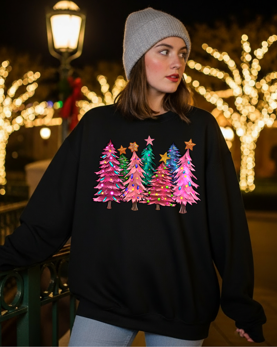 Pink-Mas Tree Crewneck Sweatshirt