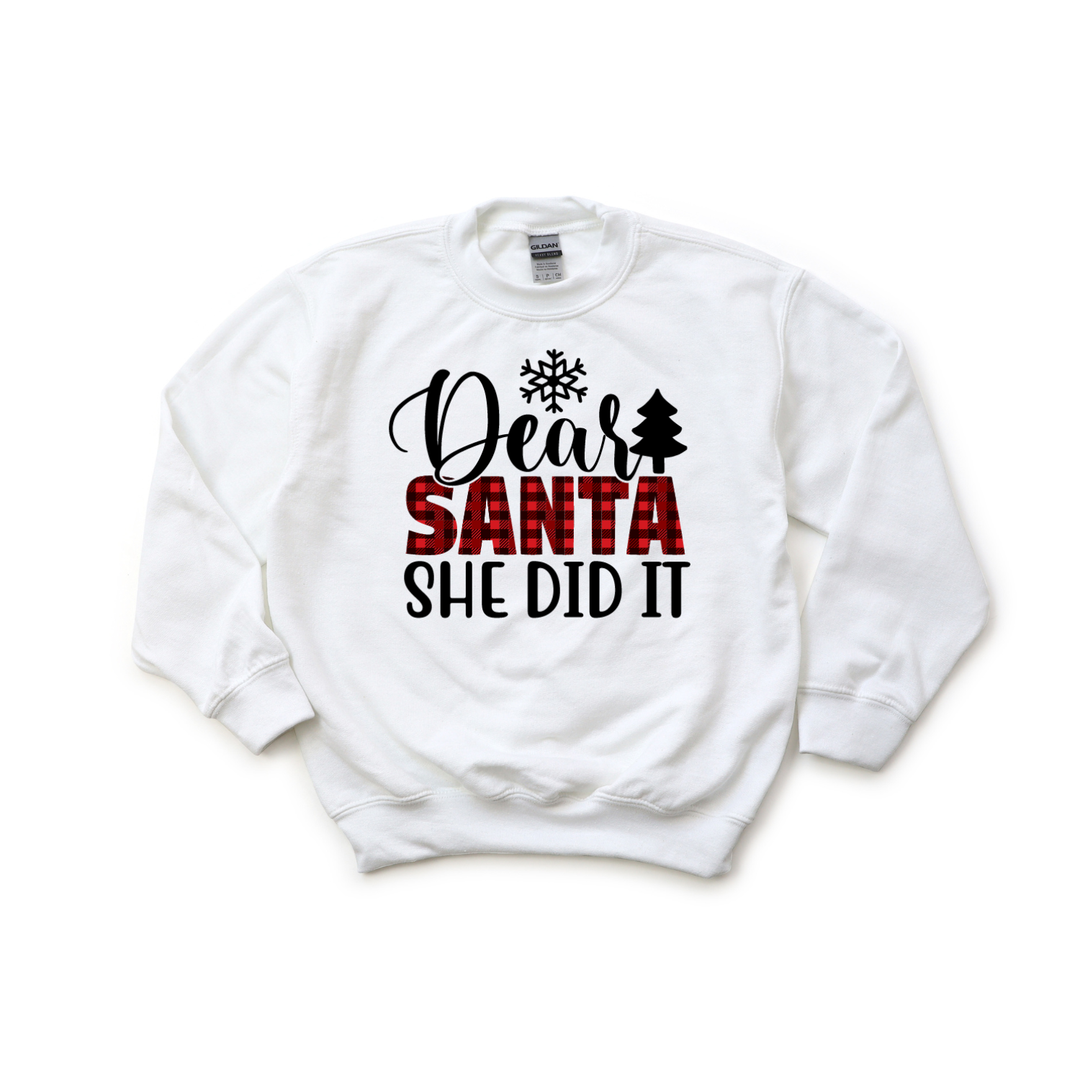 Dear Santa, He/She Did It Kids Crewneck Sweatshirt