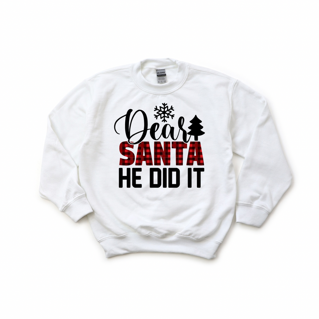 Dear Santa, He/She Did It Kids Crewneck Sweatshirt