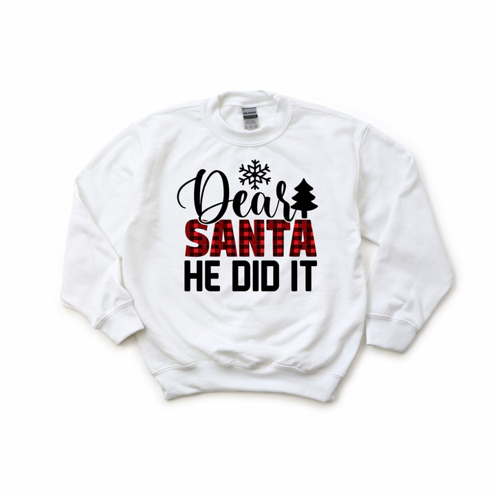 Dear Santa, He/She Did It Kids Crewneck Sweatshirt