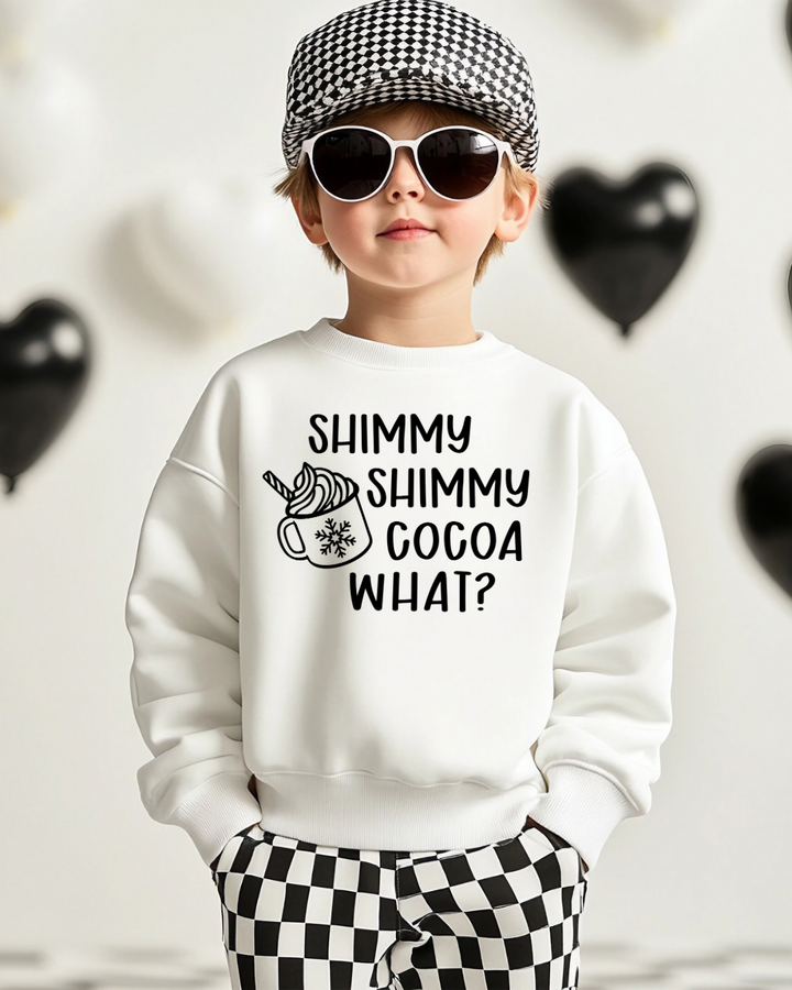 Shimmy Shimmy Cocoa What? Kids Crewneck Sweatshirt