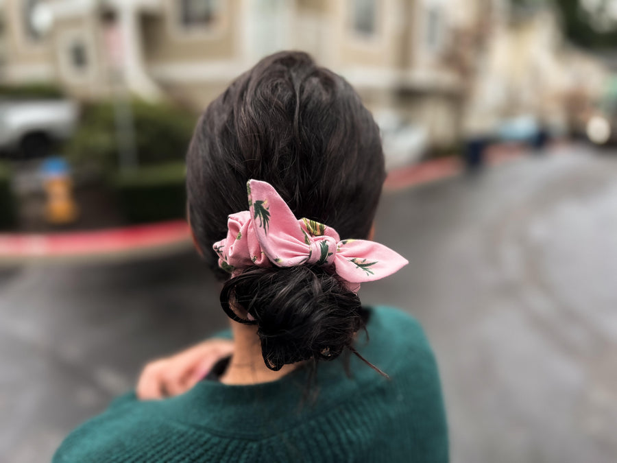 Prickly Pink Bow Scrunchie