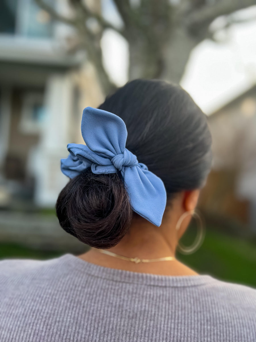Baby Blue Bow Scrunchie